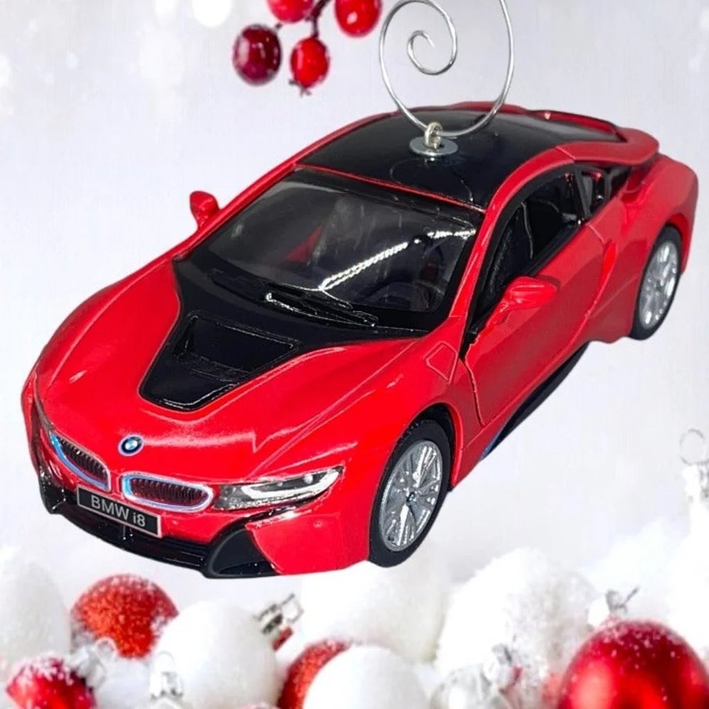 Red BMW i8 Coupe Car 1/36 ONE OF A KIND Christmas Tree Ornament